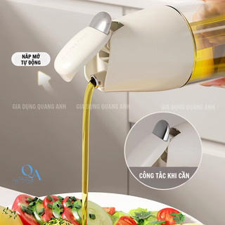 Bình đựng dầu ăn hiện đại 500ml | Bình thuỷ tinh - lọ đựng gia vị nắp đóng mở thông minh Auto & Hand