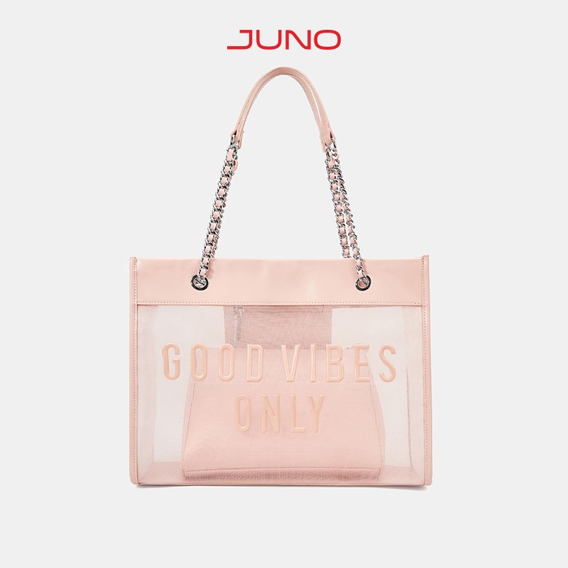 Túi Xách Nữ Thời Trang JUNO Cỡ Lớn Tote Bag Phối Lưới Xuyên Thấu TXL092