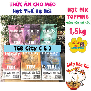 [ 1.5kg ] Thức ăn hạt cho mèo mix Topping gà sấy TEBCITY / Teb City không ngũ cốc GRAIN-FREE