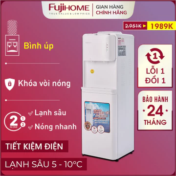 Cây nước nóng lạnh sâu Nhập Khẩu Fujihome, bình lọc tủ máy lọc nước uống nóng lạnh hút âm