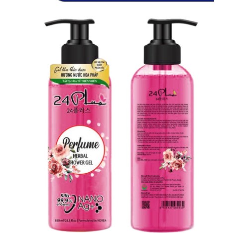 Gel tắm thảo dược hương nước hoa Pháp Vàng 24Plus 850ml