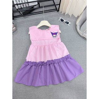 Váy bé gái, đầm bé gái hoạ tiết kuromi  caro size 10 - 30kg vai cách điệu, quần áo trẻ em