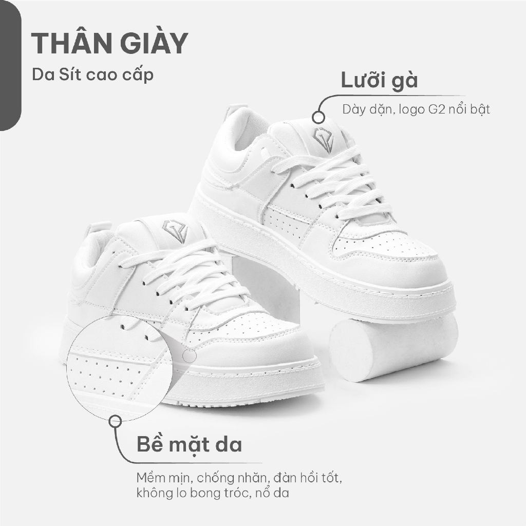 Ảnh Giày trắng G2 Athena Low giày thể thao sneaker nam đế cao thời trang cao cấp giúp tăng chiều cao 4