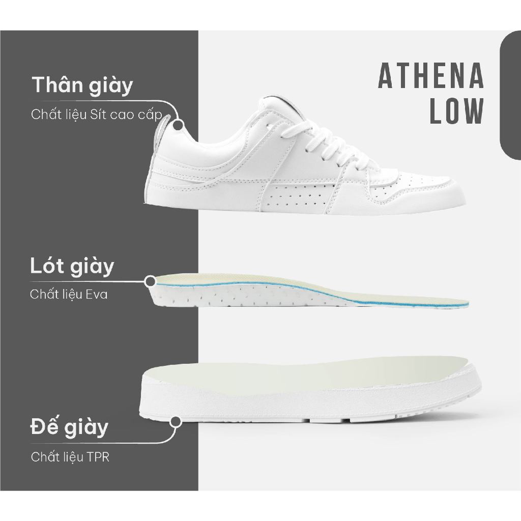 Ảnh Giày trắng G2 Athena Low giày thể thao sneaker nam đế cao thời trang cao cấp giúp tăng chiều cao 3