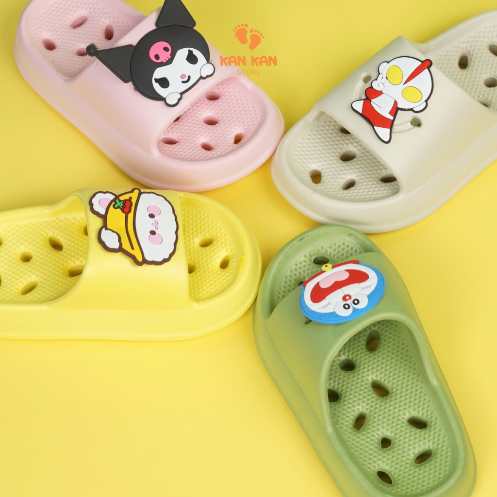 Dép đi trong nhà cho bé gái bé trai trẻ em KanKanStore Dép đi nhà tắm nhà vệ sinh có lỗ thoát nước nhẹ êm KA13
