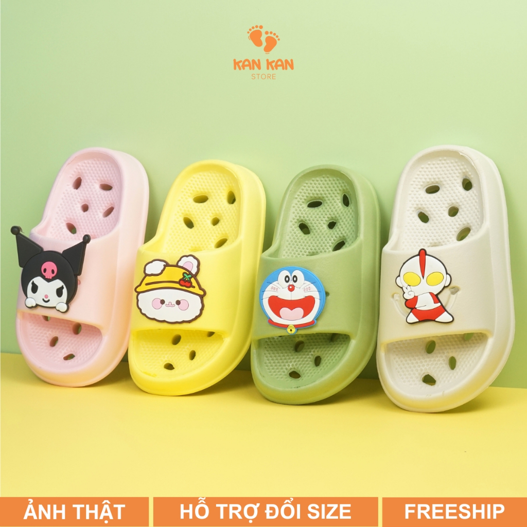 Dép đi trong nhà cho bé gái bé trai trẻ em KanKanStore Dép đi nhà tắm nhà vệ sinh có lỗ thoát nước nhẹ êm KA13