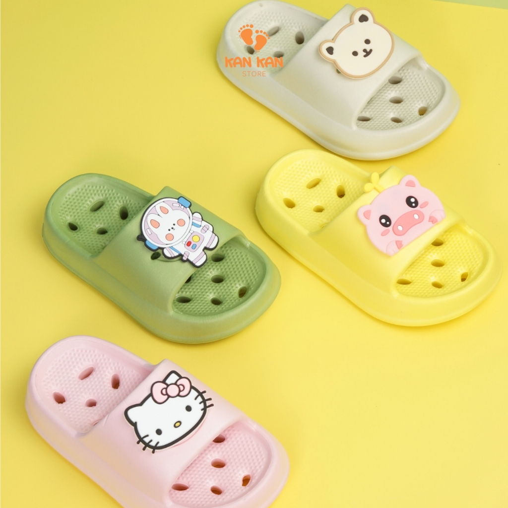 Dép đi trong nhà cho bé gái bé trai trẻ em KanKanStore Dép đi nhà tắm nhà vệ sinh có lỗ thoát nước nhẹ êm KA13