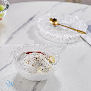 Bộ bát đĩa thuỷ tinh hoạ tiết Tiệp | Chén dĩa thuỷ tinh hoạ tiết tân cổ điển hàng loại I | Bát đựng Chè thuỷ tinh DECOR