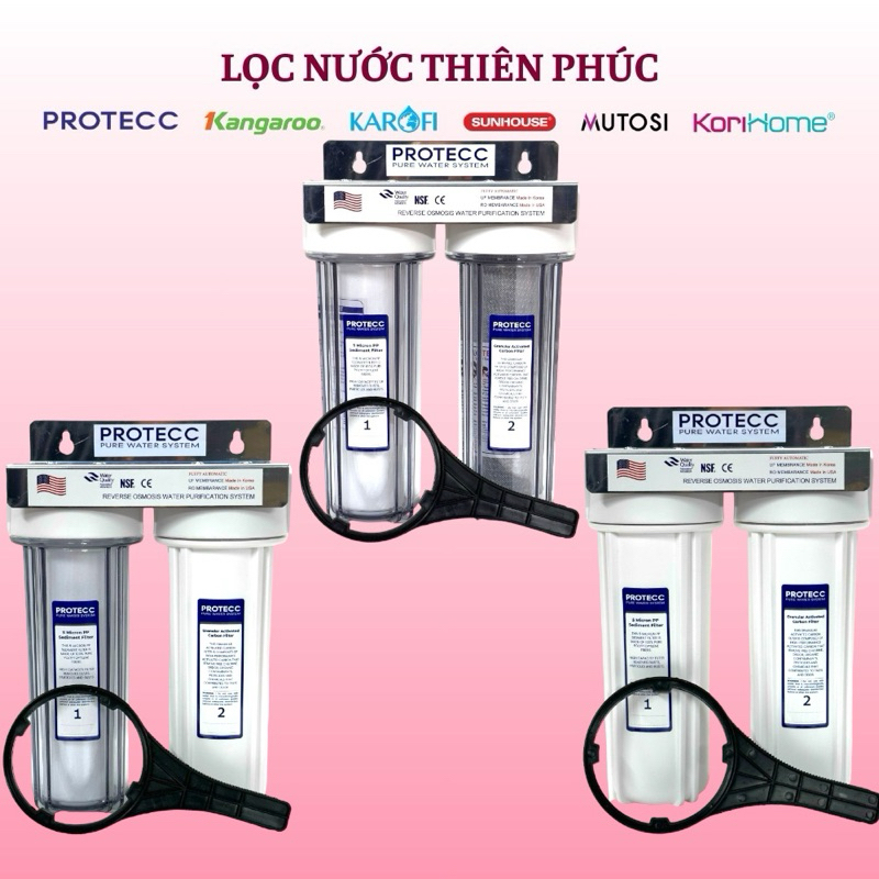BỘ ĐÔI CỐC LỌC 2 GIOĂNG 10 INCH LỌC NƯỚC , LỌC CẶN , RỬA RAU , NẤU ĂN ...