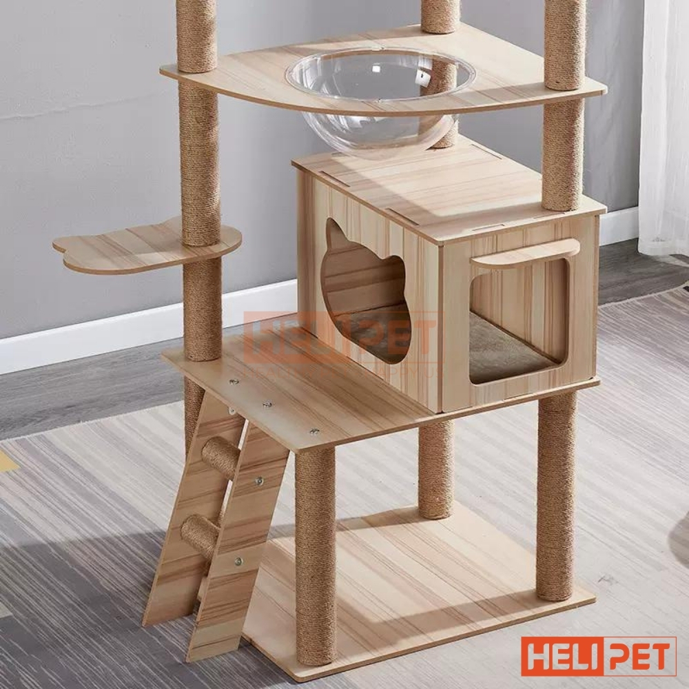 Ảnh Nhà Gỗ Cattree Nhà cây cho mèo leo trèo cào móng HELIPET Đa dạng thiết kế Dễ dàng lắp đặt 2
