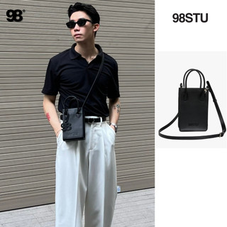 Túi da nam nữ đeo chéo Phone Bag 98stu Da PU đen dập bóng