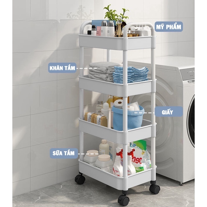 Kệ Đựng Đồ Đa Năng 4 Tầng , Xe Đẩy Spa Lắp Đặt Dễ Dàng có bánh xe đẩy chuyên dụng 686