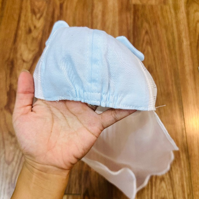 Mũ nón cho bé sơ sinh có khăn voan che mặt an toàn phối lưới hình voi cho bé 0-5 tháng mesocshop