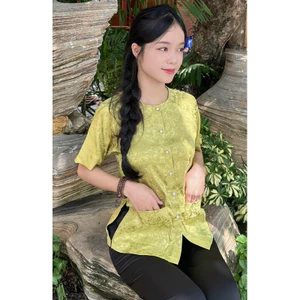 Bà BaTayNgắn Lẻ Áo # Jacket Top Kem Dress Women # Đồ Lam Đi Chùa