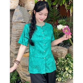 Bà BaTayNgắn Lẻ Áo # Jacket Top Kem Dress Women # Đồ Lam Đi Chùa
