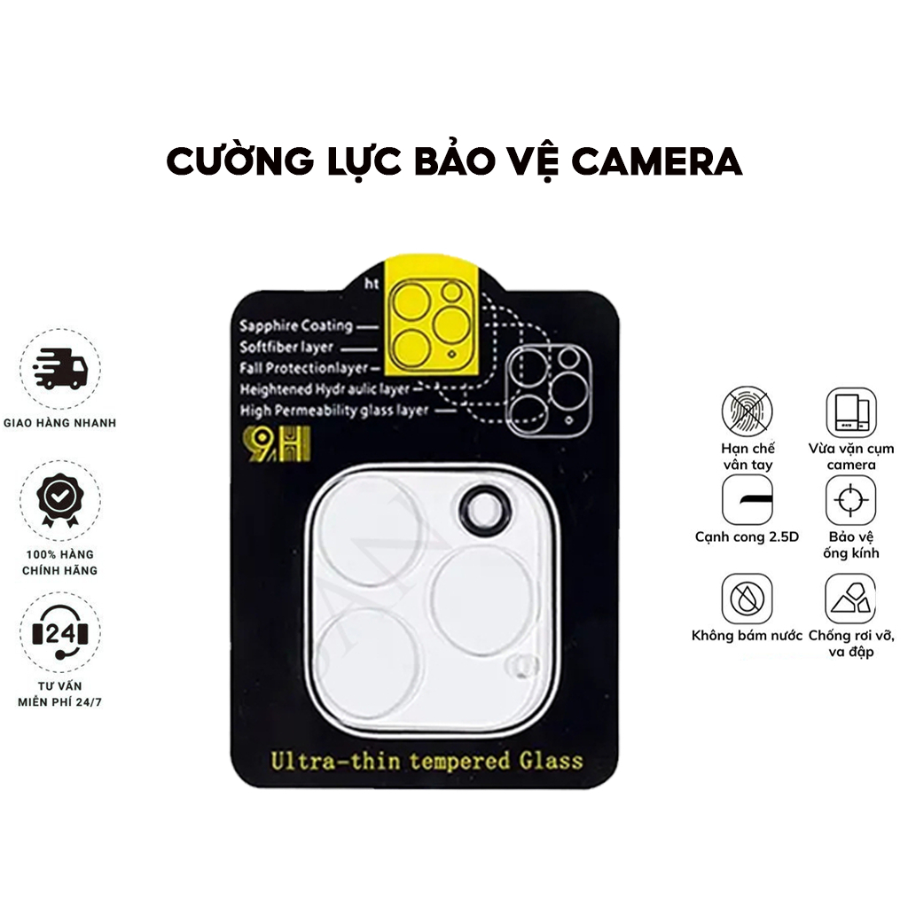 Bảo vệ camera iphone trong suốt nguyên cụm 16/15/14/13/12/11/Pro/Max/Plus