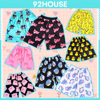 Quần short lửng hoạt hình báo hồng vịt vàng Quần đùi thun cartoon mặc nhà thể thao unisex đồ đi biển