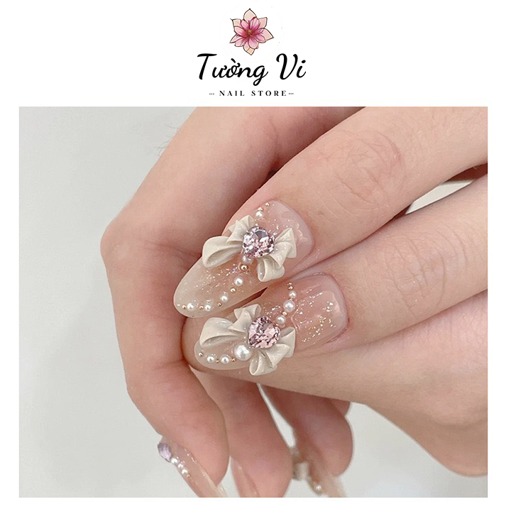 Combo 5 Charm Nơ Đính Đá xinh xắn, sang chảnh cho nàng thơ, phụ kiện nail độc đáo