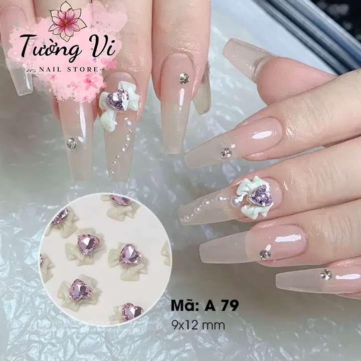Combo 5 Charm Nơ Đính Đá xinh xắn, sang chảnh cho nàng thơ, phụ kiện nail độc đáo