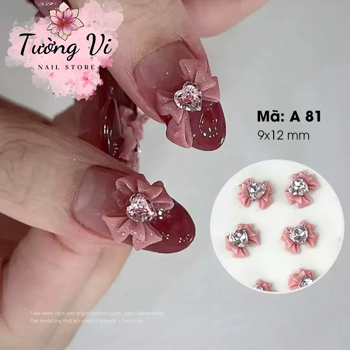 Combo 5 Charm Nơ Đính Đá xinh xắn, sang chảnh cho nàng thơ, phụ kiện nail độc đáo