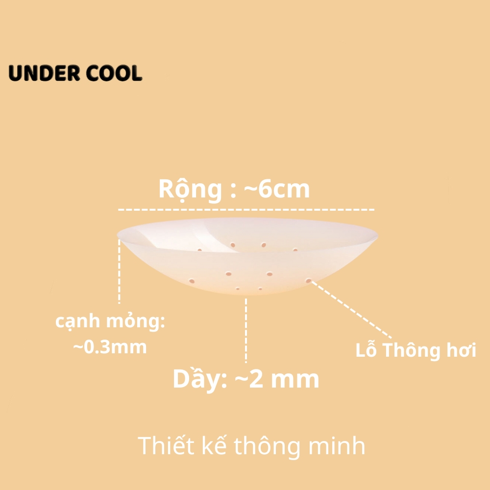 Miếng Dán Ngực Silicon UNDERCOOL Tàng Hình Lỗ Thoáng Khí Mỏng Nhẹ Bubble Air cao cấp Lỗ Chống Đọng Mồ Hôi DT02