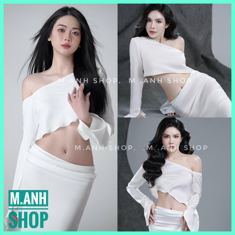 Váy Đuôi Cá Chụp Ảnh Nghệ Thuật Tay Loe Trễ Vai Sexy Siêu Xinh
