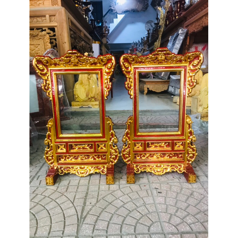 Khung ảnh thờ gỗ mít Sơn son thếp vàng mẫu cổ