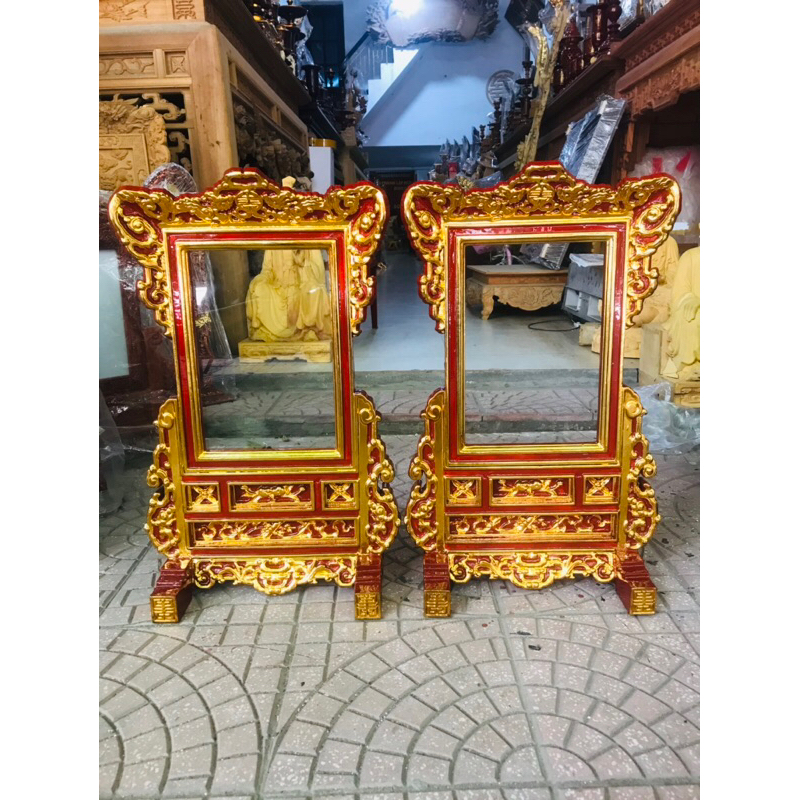 Khung ảnh thờ gỗ mít Sơn son thếp vàng mẫu cổ