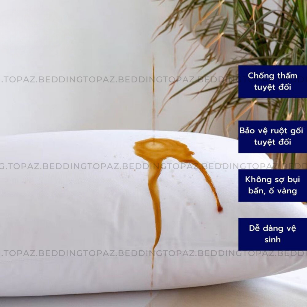 Vỏ Gối Chống Thấm Chất Liệu Cotton Mềm Mại Chính Hãng Topaz, Tấm Bảo Vệ Gối 2 Lớp Dày Dặn Chống Ẩm Dành Cho Gia Đình