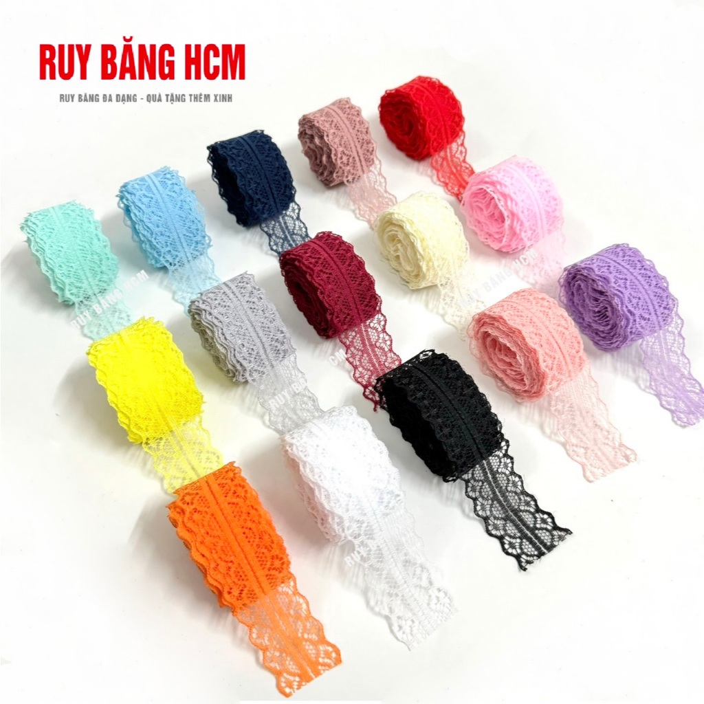 Ruy băng ren 3cm nhiều màu sắc làm phụ kiện handmade, cột nơ, gói quà ...