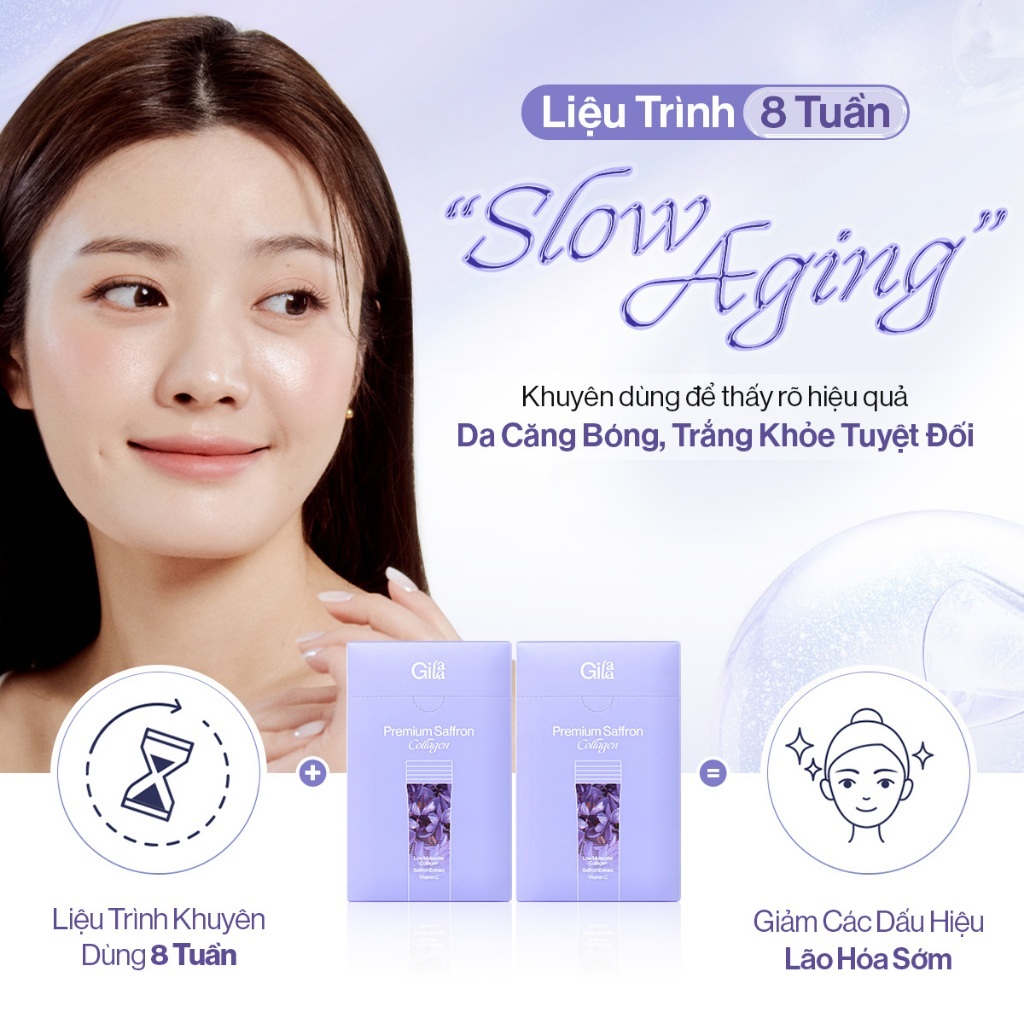 Ảnh Bột Uống Collagen Cao Cấp Kết Hợp Saffron - Gilaa Premium Safron Collagen (60x2g) 3
