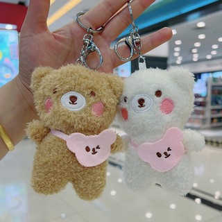 Móc Khóa Gấu Bông Treo Balo Túi Xách Gấu Đeo Cặp Sách 11Cm - Vpp Thỏ Hồng - Thỏ Hồng VPP