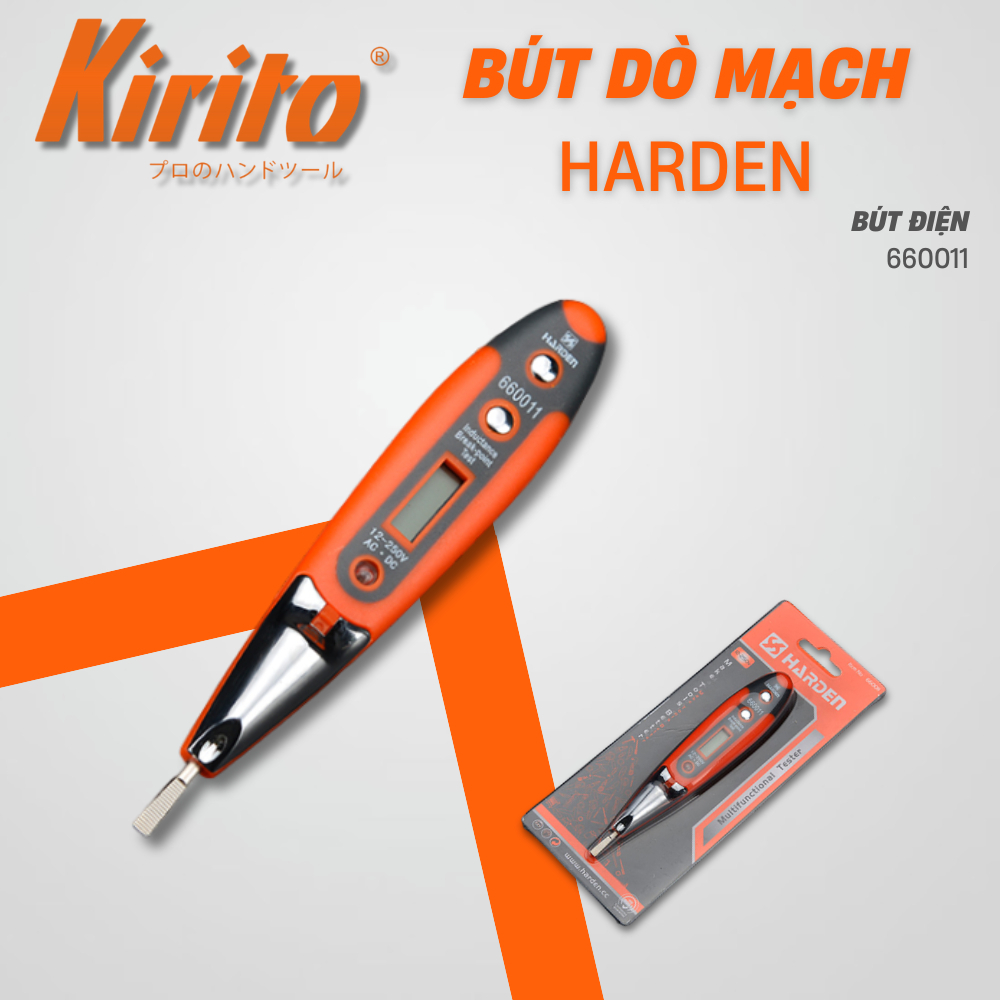 Bút thử điện kiểm tra đa chức năng chuyên nghiệp Harden có đèn, màn hình điện tử hiện số 660011