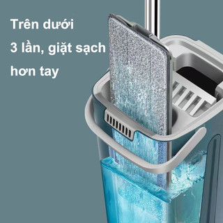 Cây Lau Nhà Thông Minh Tự Vắt 2 Ngăn Cao Cấp, Bộ Chổi Lau Nhà Xoay 360 Độ Kèm Bông Lau Thấm Hút