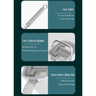 Cây Lau Nhà Thông Minh Tự Vắt 2 Ngăn Cao Cấp, Bộ Chổi Lau Nhà Xoay 360 Độ Kèm Bông Lau Thấm Hút