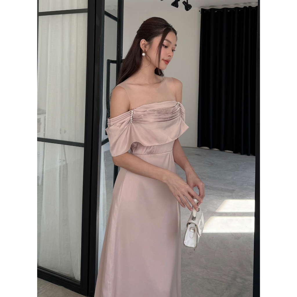 Ảnh BBSTORE'S Đầm Dự Tiệc Trễ Vai Form Dài Nhún Ngực Kiểu Dáng Trẻ Trung - D746 4