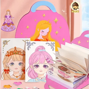 Đồ chơi tranh tô vẽ cắt dán học trang điểm dạng quai xách Make up manual, Túi xách trang điểm cho bé