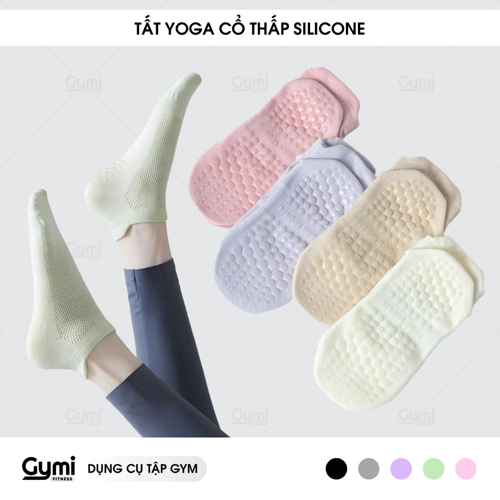 Tất Vớ Yoga Nữ Cổ Thấp Đính Silicone Chống Trượt, Co Giãn Thoáng Khí - VoYoga-CoThap