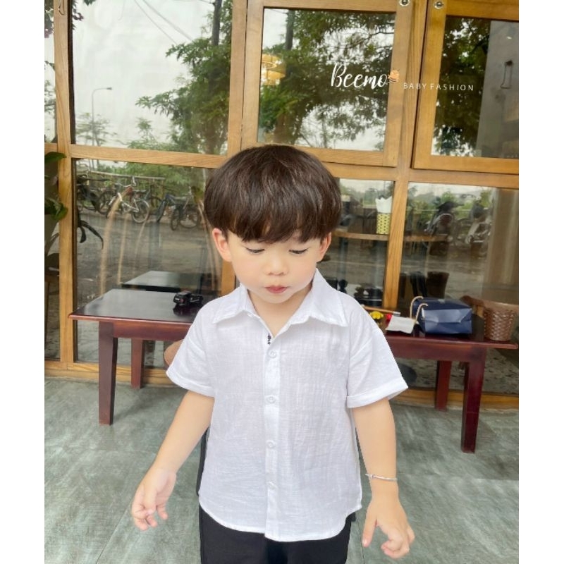 (Beemo chính hãng) Áo somi trắng thêu
