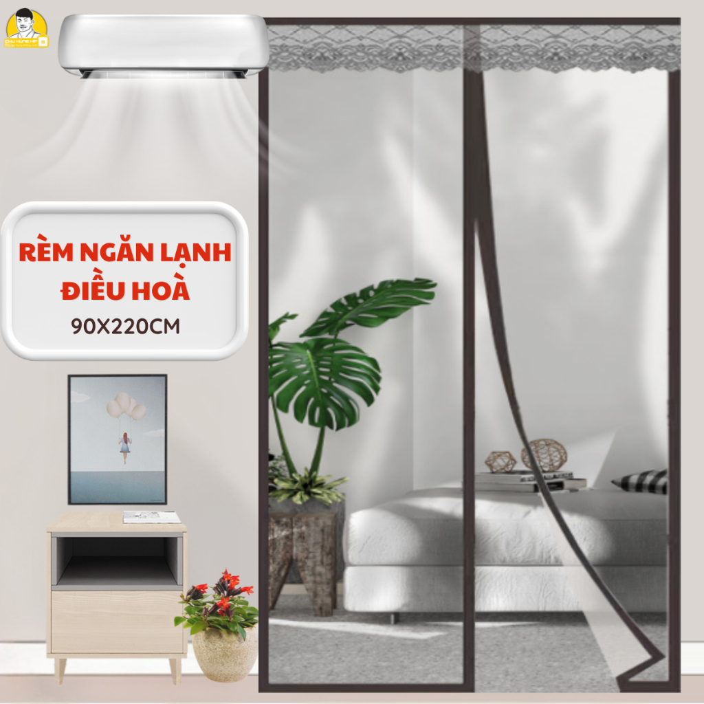 Rèm nhựa PVC trong suốt kích thước 90x220cm, tự động hút, màng chắn ...