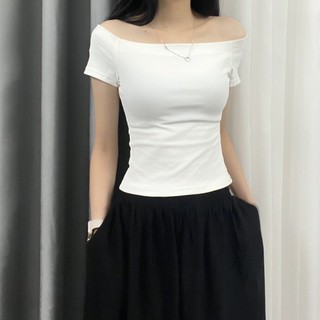 Áo Thun Croptop Trễ Vai Trơn Tay Ngắn Mặc 2 Kiểu Mẫu Mới