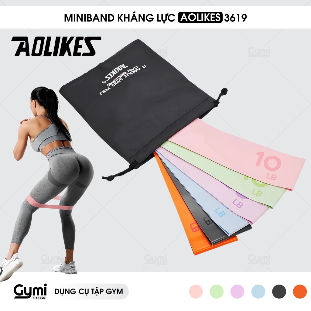 Dây Kháng Lực Miniband Aolikes 3619 (Version 2023) Cao Su Latex Cao Cấp Hỗ Trợ Tập Gym, Độ Mông Đùi - AL3619