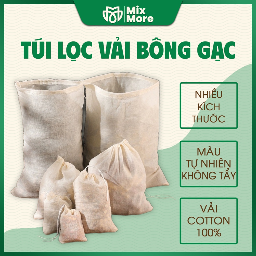 Túi lọc trà, cà phê, thảo dược, thực phẩm đa năng vải cotton 100% dây ...