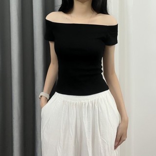 Áo Croptop Nữ Dáng Dài Trễ Vai Mặc 2 Kiểu Dễ Phối Đồ
