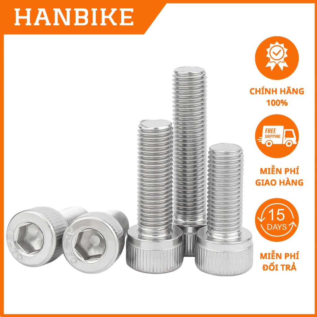 Ốc lục giác M5 gắn giá đỡ bình nước xe đạp inox 304 siêu bền dùng cho ...