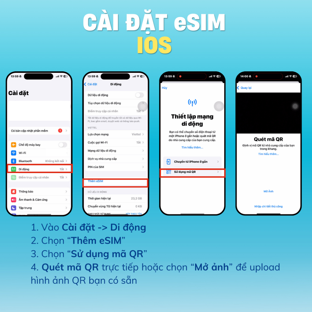 eSIM Thái Lan, sim du lịch Thái Lan cài đặt nhanh bằng mã QR, data tốc độ cao và ổn định
