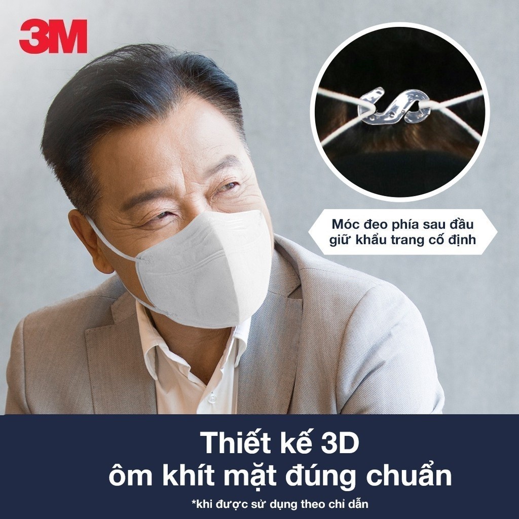 Ảnh [Quà Tặng] Khẩu trang 3M™, đạt tiêu chuẩn KN95, trắng/ đen, Ngăn ngừa bụi mịn, mầm bệnh trong không khí, khói bụi,... 2