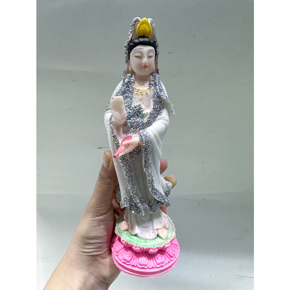 TƯỢNG MẸ QUAN ÂM ĐỨNG TRANG TRÍ NON BỘ, TIỂU CẢNH CAO 21CM