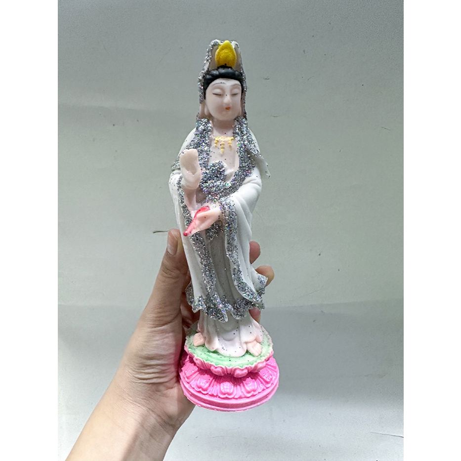 TƯỢNG MẸ QUAN ÂM ĐỨNG TRANG TRÍ NON BỘ, TIỂU CẢNH CAO 21CM