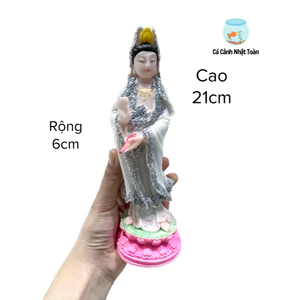 TƯỢNG MẸ QUAN ÂM ĐỨNG TRANG TRÍ NON BỘ, TIỂU CẢNH CAO 21CM